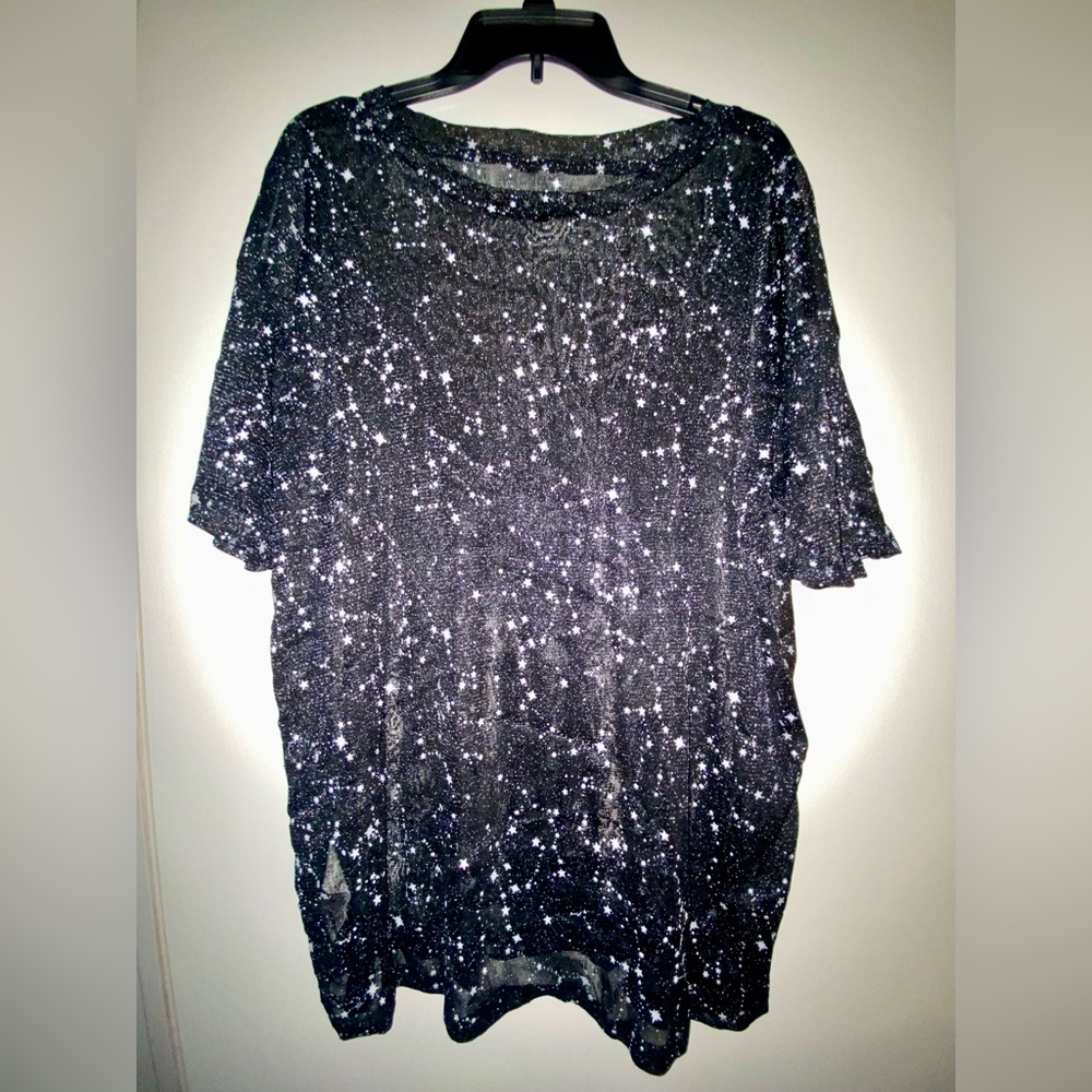 NWOT Short sleeve black galaxy t shirt blouse - Picture 8 of 9